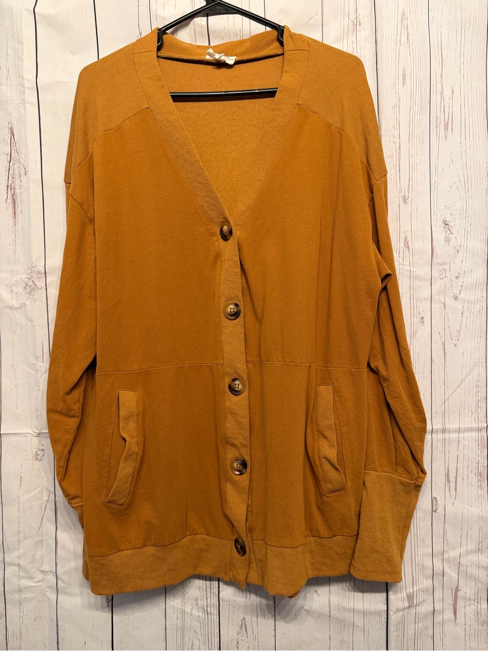 Oversized V-Neck Cardigan in Mustard